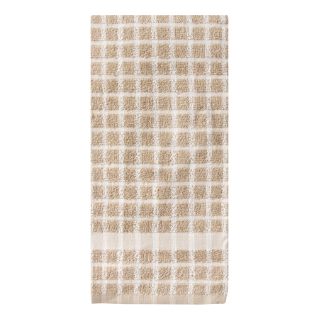 RITZ Concepts Check Kitchen Towel 100% Cotton Terry Taupe/Natural 82690